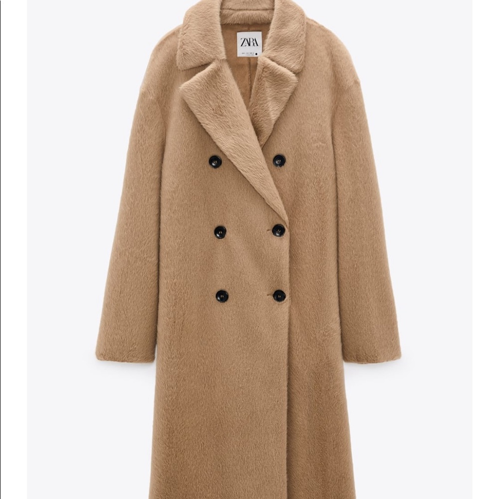 Zara Faux Fur Double Breasted Coat - Picture 10 of 13